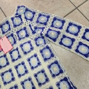 Chelsea & Violet Blue and Cream Long Sleeve Dress